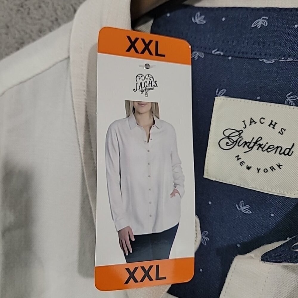 NEW Women's Jachs Girlfriend Super Soft Feel Flannel Shirt White Size XXL H574 - Picture 5 of 8